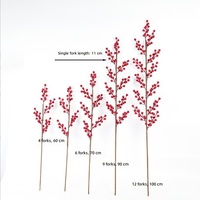Baies rouges artificielles en plastique, fruits porte-bonheur, eucalyptus doré, feuilles d'abricot or et argent, feuillage en éventail, floral
