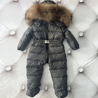 Veste d'hiver personnalisée en duvet de canard blanc avec capuche en fourrure pour bébé Vêtements d'extérieur d'hiver pour enfants Combinaison de ski pour garçon Vêtements chauds Habit de neige