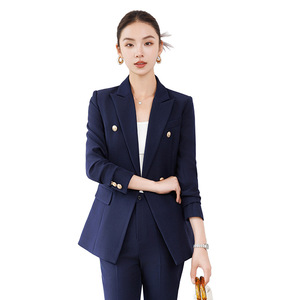 Women's Black Suit <b>Set</b> Full Sleeve Polyester Worsted Anti-Wrinkle <b>Office</b> Lady Spring Workwear - Product Image 5