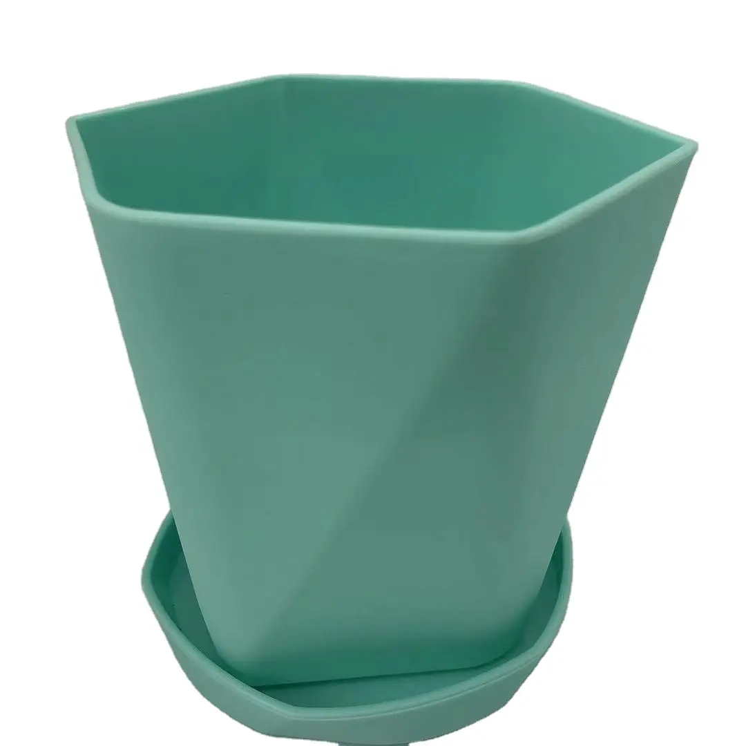 Pots de fleurs de couleur unie avec plateau soucoupe, serre-Vase en plastique pour plantes de jardin d'intérieur