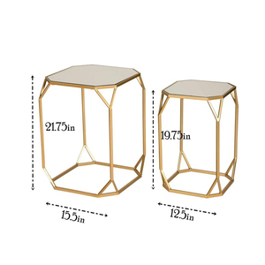 Set di 2 di nidificazione caffè tavoli accento decorativo fine lato tavoli basamento della pianta sedia a specchio da tavolo da caffè - Product Image 6