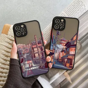 CreativeJapan Ốp Điện Thoại Hình Ngôi Nhà Vẽ Tay Phong Cảnh Da Cho iPhone 14ProMax 14Plus 14 13 Ốp Điện Thoại Bảo Vệ Ống Kính