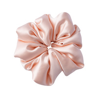Chouchous de luxe en soie de mûrier, surdimensionnés et rembourrés, 6 cm et 8 cm, en soie douce double face, accessoires pour cheveux, logo personnalisé pour femmes