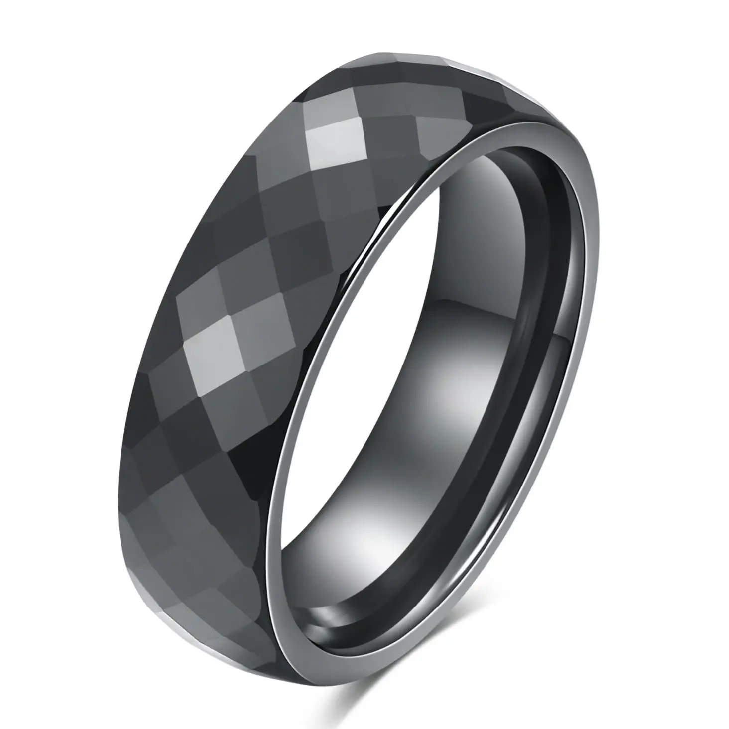 Wholesale New Design Zirconia Finger Rings Minimalist Black White Men Rings Personalized 6mm Rhombus Solid Ceramic Rings Jewelry