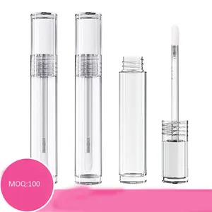 Tubos de brillo de labios vacíos transparentes elegantes 4ml cosméticos plásticos con logotipo