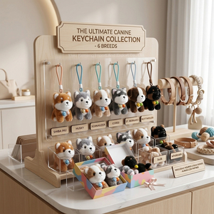 En gros, porte-clés mini peluche chien 3D Kawaii, mini jouet animal en peluche doux et mignon, chiot Husky, breloque de sac, vente en gros - Product Image 1