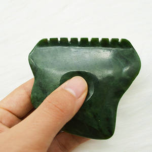 Gua sha-rascador de Jade <span class=keywords><strong>verde</strong></span> claro para la piel Facial, herramientas de Jade de nefrita Real, rascador anticelulítico - Product Image 4