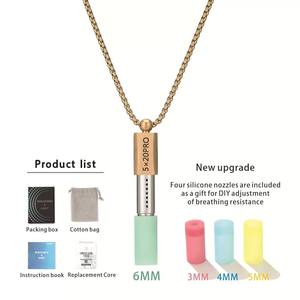 Nuovo aggiornamento magnetico resistenza alla respirazione in acciaio inox collana regolabile Vintage aromaterapia cotone nucleo ansia - Product Image 6