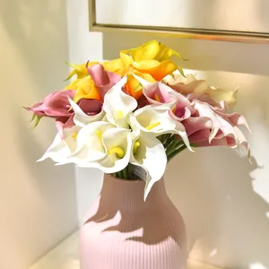 High simulation faux flowers bouquet real touch calla lily flowers long stem fake 7 heads