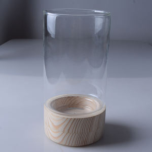 Portacandele in vetro uragano con <span class=keywords><strong>base</strong></span> in legno - Product Image 6