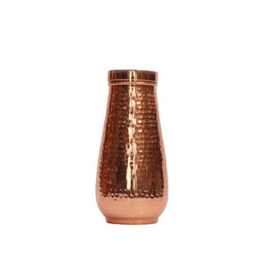 Handcrafted 100% Pure Copper Bedside Carafe - Hammered <b>Bell</b>-Shaped Ayurvedic Water Pot with Inbuilt Glass Lid for Natural Detox - Product Image 1