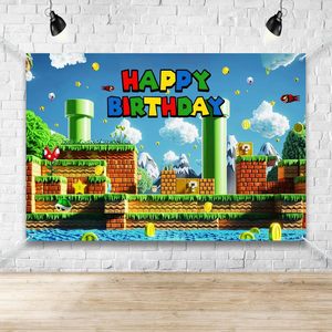 Striscione Decorativo per Festa di <span class=keywords><strong>Compleanno</strong></span> a Tema Super Bros, Sfondo Riutilizzabile 5x3ft per Decorazione Murale e Foto - Product Image 1