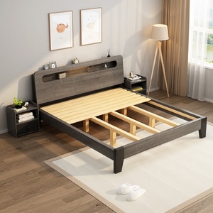 Nordic SolidWood <b>Platform</b> <b>Bed</b> <b>Double</b> King Size Multi Functional for Bedroom Hotel Guesthouse Apartment Home Furniture Wood Ash S - Product Image 5