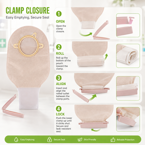 Sacche per stomia in due pezzi Carbou, in materiale ipoallergenico di grado medicale, disponibili in diverse misure, tipo a clip - Product Image 2