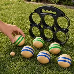 Set di <span class=keywords><strong>Bocce</strong></span> in Legno con 6 Palline, Gioco da Giardino con Supporto in Plastica, Giocattolo Sportivo per Esterni, Giardino e Spiaggia - Product Image 4