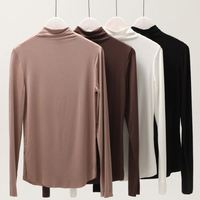 Camisetas de Cuello Alto Ajustadas de 10 Colores para Mujer, Blusas Casuales de Modal para Primavera y Otoño, Camisetas Ajustadas y Sexys para Club