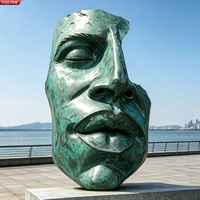 YOUFINE Escultura de Máscara Facial de Bronce Personalizada con Patina, Venta al por Mayor para Arte Moderno, Plazas y Galerías