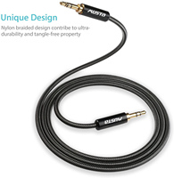 Câble AUX Stéréo Mâle-Mâle 3,5 mm Plaqué Or avec Blindage Tressé pour Voiture, Microphone, Téléphone