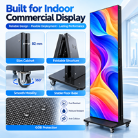 Afficheur LED portable d'intérieur, écran d'affichage numérique pliable avec base mobile pour magasin de détail, hôtel, exposition