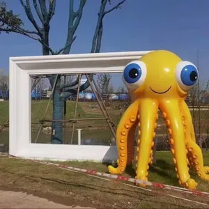 Customize Large Gerden Decoration Fiberglass Sea Animal Sculptures Fiberglass Octopus Picture Frame Statue