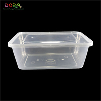 Conteneur alimentaire jetable biodégradable en plastique grande capacité 1000 ml avec couvercle, logo personnalisé, style classique, boîte rapide pour restaurant