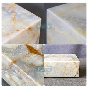 Future Stone Natural Stone Low Plinth Luxury Customized Blue White Onyx <b>Marble</b> for Coffee Side Tea Table Living Room Furniture - Product Image 2