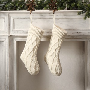 Calcetines de Navidad personalizados Color Azul Sin ácido Calcetín de Navidad Almacenamiento Estampado de pata Calcetín de Navidad tejido - Product Image 2