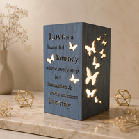 Boîte en bois avec veilleuse LED, bois massif, gravure personnalisée, veilleuse photo, OEM/ODM disponible, taille et forme personnalisables