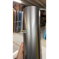 Film Bungkus Mobil PET Super Gloss Flowing Galaxy Silver Anti-Kuning, Mudah Dilepas, Stiker Vinyl Pengubah Warna Mobil