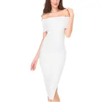 नई आगमन सफेद बंद कंधे भट्ठा सज्जित औपचारिक पट्टी पोशाक