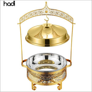 จานหมุนฝาปิดแบบแขวนสีทองหรูหราขนาด9ลิตรสไตล์อาหรับมุสลิมตกแต่งงานแต่งงานรูปทรงกลมสแตนเลสโดมโรงแรม - Product Image 4