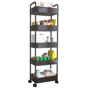 Étagère de rangement mobile à double niveau avec <span class=keywords><strong>roulettes</strong></span> en plastique pour collations de bébé, salle de bain et toilettes – Design simple - Product Image 1