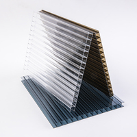 Tôle creuse bon marché de toit de PC de polycarbonate de vague en plastique de toit de double paroi de taille personnalisée 6mm d'épaisseur