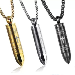 Neuestes Design: Goldgravierter Edelstahl-Kreuzanhänger mit Jesus-Inschrift, klassischer Herrenschmuck, Urnen-Anhänger für Asche, Kugelform, Geschenk - Product Image 1