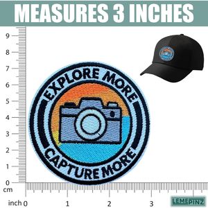 Custom Explore More Capture More 3 Inches Embroidery <b>Patch</b> Iron <b>On</b> <b>Sew</b> <b>On</b> Travel Applique <b>Patch</b> Bags - Product Image 3