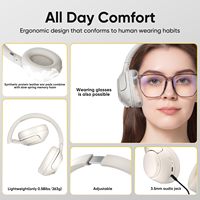 Audífonos de Diadema QCY H3 con Reducción de Ruido Activa ENC ANC, Jack de Audio de 3.5mm de Alta Resolución, Conexión con Cable e Inalámbrica por Bluetooth 5.4, Ecualizador (EQ), 2.4G