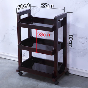 Three Tier <b>Storage</b> <b>Cart</b> 55x36x80cm With Wheels Multi Purpose Kitchen Trolley Bamboo Natural Color - Product Image 2