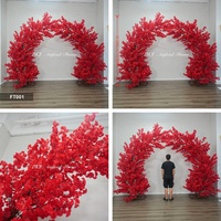 DKB Crafts Flower Factory Nouvelle Arche de fleurs artificielles en cerisier rouge de 10 pieds pour la décoration de l'entrée de mariage