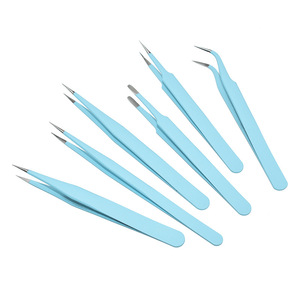 Pince à épiler de précision pour extensions de cils, en acier inoxydable épaissi de 1,5 mm, à bords arrondis, fabriquée en usine, également utilisable comme clip pour carnet/peinture, courbée - Product Image 5