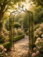 Pergola en fer d'extérieur, treillis pour plantes, panneaux latéraux en grille plate, pour plantes grimpantes, décoration de jardin et allée, imperméable