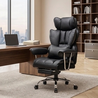 Chaise de bureau ergonomique robuste en cuir PU pour PDG avec repose-pieds – Prix de gros