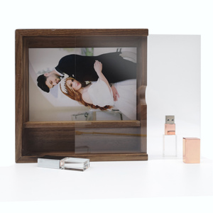 OEM Gói Quà Cưới 4*6Inch 10X15Cm Album In Ảnh Hộp Ảnh Bằng Gỗ Bìa <span class=keywords><strong>Acrylic</strong></span> Kèm Ổ USB Flash Bằng Gỗ - Product Image 3