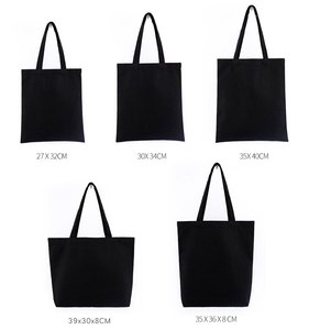 Factory Wholesale Custom <strong>Black</strong> Cotton Canvas <strong>Bag</strong> with logo Simple Versatile <strong>Solid</strong> Single Shoulder for Women Daily Life Shopping - Product Image 2