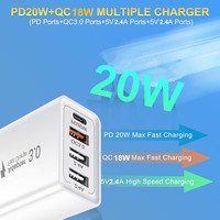 Bloc chargeur rapide 3 ports USB 1 Type C 40W PD QC avec design électrique éco-responsable pour téléphones portables
