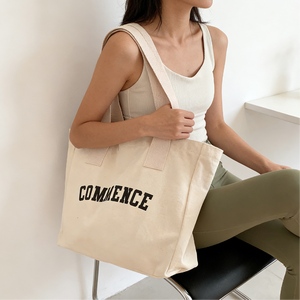 Milieuvriendelijke fabrieksgemaakte opvouwbare shopper tas van dikke stof, blanco katoenen canvas, grote custom tote shopping tas - Product Image 4