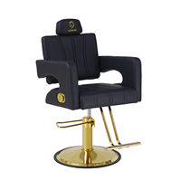 Fauteuil de Barbier Hydraulique Vintage en Cuir Réglable et Inclinable, Équipement et Mobilier de Salon Antique pour Coiffeur