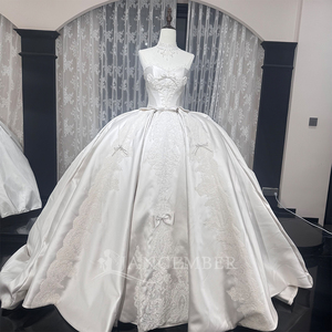 Robe de mariée élégante en satin Wx256, bustier sans manches, avec traîne de chapelle, modèle Jancember - Product Image 5