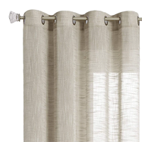 Rideaux en lin transparent sur mesure à œillets, jacquard écologique avec motif imprimé intégré, à ouverture bipartite gauche/droite