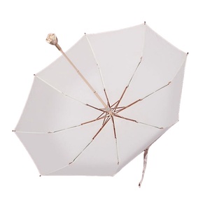 Hot Selling White Fashion Modern 21 Inches Fully-Automatic Open Travel <b>Umbrella</b> Rose Handle Folding <b>Umbrella</b> for Business Gifts - Product Image 4
