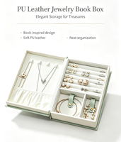 Boîte à bijoux vintage en forme de livre en PU, grande capacité, étui de rangement portable pour boucles d'oreilles et colliers